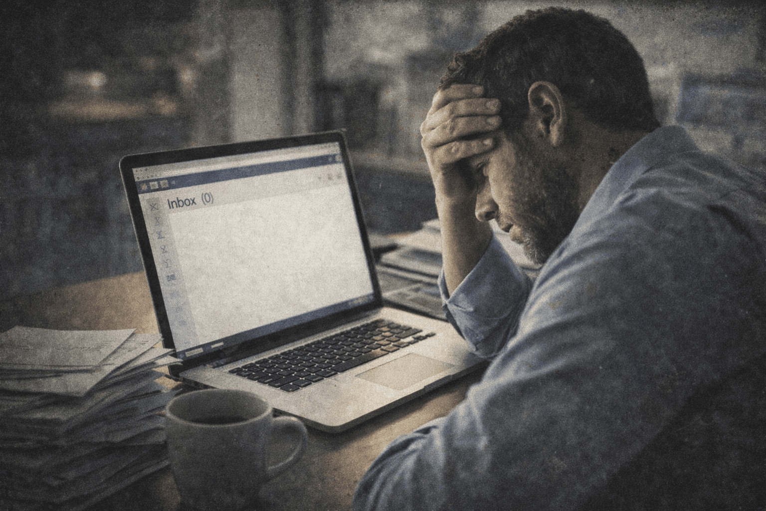Sales professional frustrated by cold email rejection and low response rates