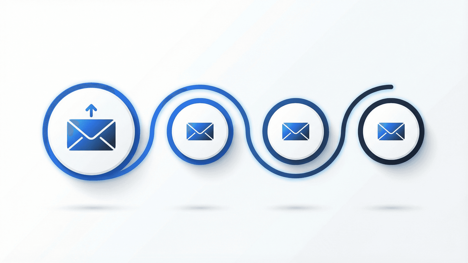 Email sequence timeline illustration showing follow-up schedule at Days 0, 2-3, 7, and 14