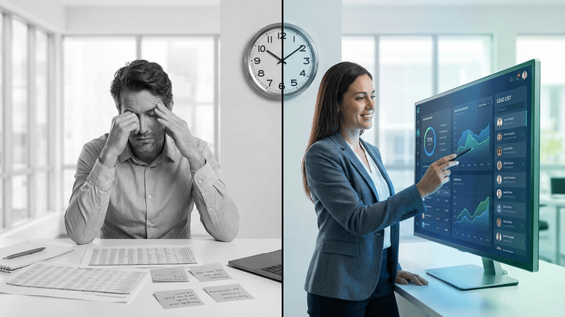 Comparison chart showing warm lead vs cold lead conversion rates