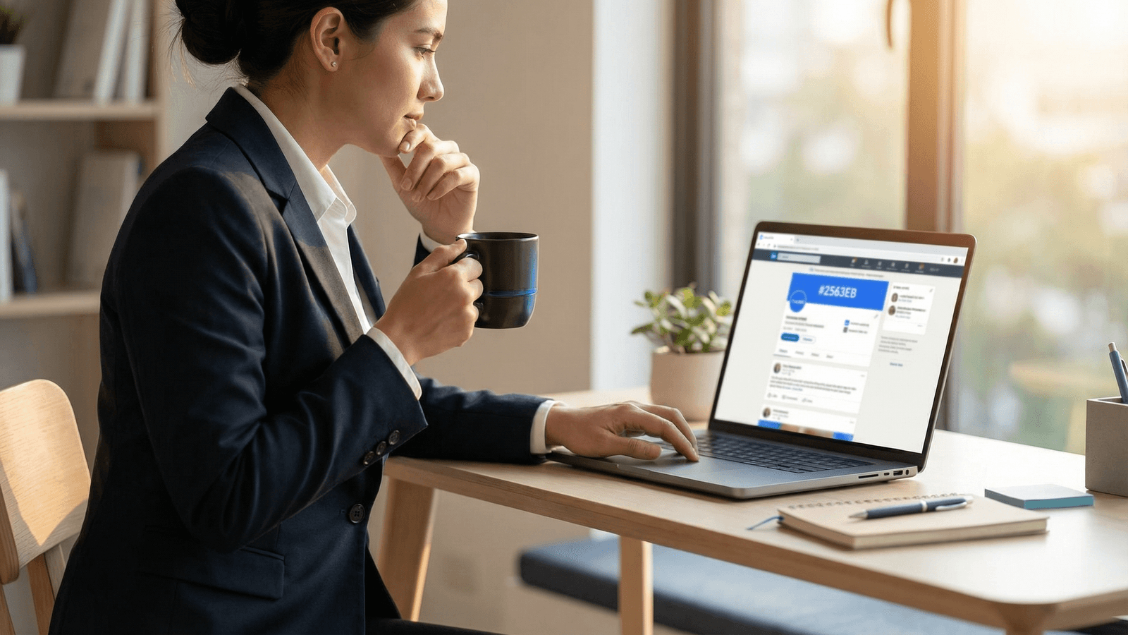 Professional reviewing LinkedIn connections on laptop, strategizing first message outreach